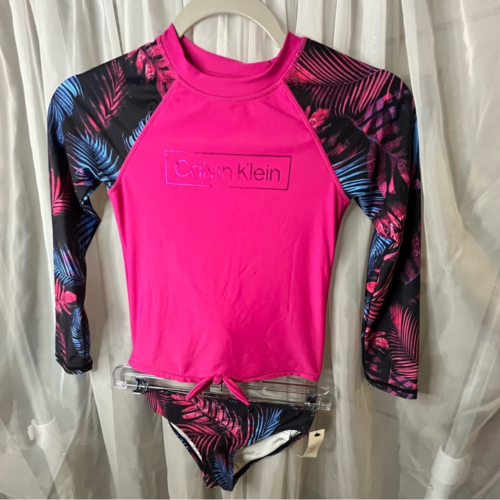 Calvin Klein Kids Pink and Black Rashguard Set